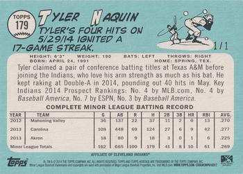 2014 Topps Heritage Minor League - Blue Border #179 Tyler Naquin Back