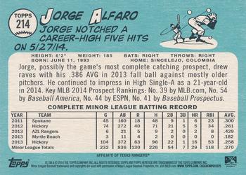 2014 Topps Heritage Minor League - Lime Green Border #214 Jorge Alfaro Back