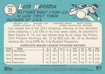 2014 Topps Heritage Minor League - Lime Green Border #25 Luis Heredia Back
