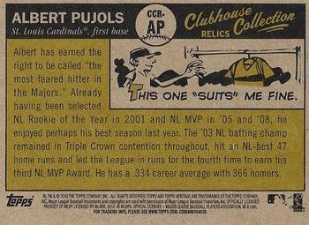 2010 Topps Heritage - Clubhouse Collection Relics #CCR-AP Albert Pujols Back