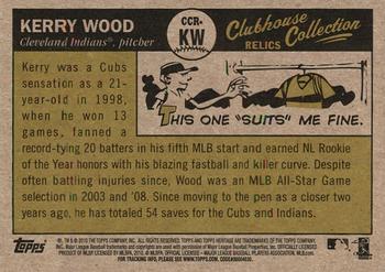 2010 Topps Heritage - Clubhouse Collection Relics #CCR-KW Kerry Wood Back
