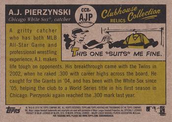 2010 Topps Heritage - Clubhouse Collection Relics #CCR-AJP A.J. Pierzynski Back