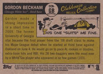 2010 Topps Heritage - Clubhouse Collection Relics #CCR-GB Gordon Beckham Back
