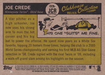 2010 Topps Heritage - Clubhouse Collection Relics #CCR-JCR Joe Crede Back