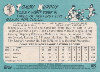 2014 Topps Heritage Minor League - Real One Autographs #ROA-TM Tommy Murphy Back
