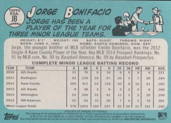 2014 Topps Heritage Minor League - Real One Autographs #ROA-JB Jorge Bonifacio Back