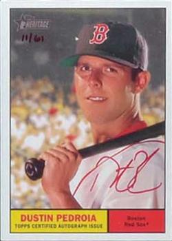 2010 Topps Heritage - Real One Autographs Red Ink #ROADP Dustin Pedroia Front