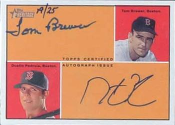 2010 Topps Heritage - Real One Dual Autographs #RODA-BP Tom Brewer / Dustin Pedroia Front