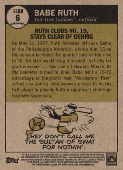 2010 Topps Heritage - Ruth Chase '61 #61BR6 Babe Ruth Back