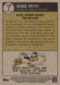 2010 Topps Heritage - Ruth Chase '61 #61BR7 Babe Ruth Back
