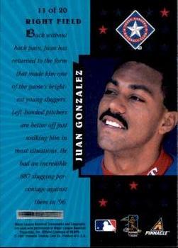 1997 Pinnacle Certified - Certified Team #11 Juan Gonzalez Back