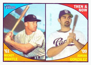2010 Topps Heritage - Then and Now #TN5 Mickey Mantle / Adrian Gonzalez Front