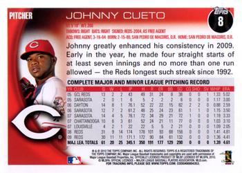 2010 Topps Opening Day #8 Johnny Cueto Back