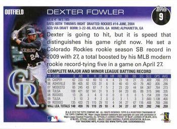 2010 Topps Opening Day #9 Dexter Fowler Back