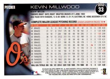 2010 Topps Opening Day #33 Kevin Millwood Back