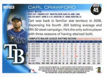 2010 Topps Opening Day #45 Carl Crawford Back