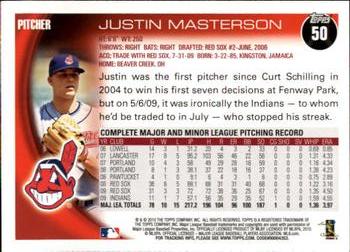 2010 Topps Opening Day #50 Justin Masterson Back