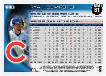 2010 Topps Opening Day #61 Ryan Dempster Back