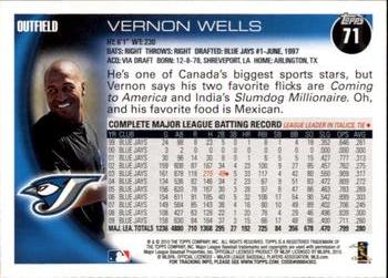 2010 Topps Opening Day #71 Vernon Wells Back