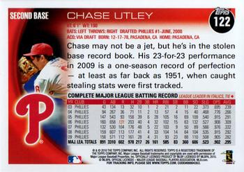 2010 Topps Opening Day #122 Chase Utley Back