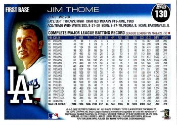 2010 Topps Opening Day #130 Jim Thome Back