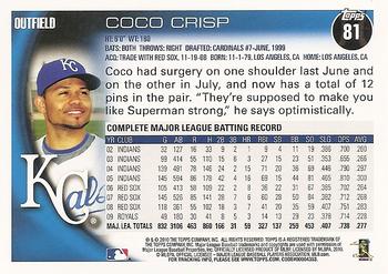 2010 Topps Opening Day #81 Coco Crisp Back