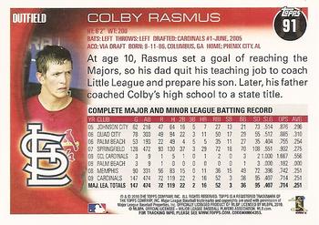 2010 Topps Opening Day #91 Colby Rasmus Back