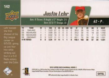 2010 Upper Deck #142 Justin Lehr Back