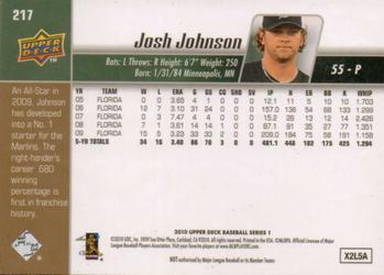 2010 Upper Deck #217 Josh Johnson Back