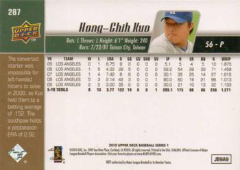 2010 Upper Deck #287 Hong-Chih Kuo Back