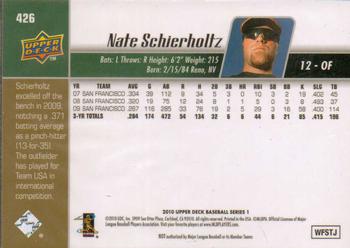 2010 Upper Deck #426 Nate Schierholtz Back