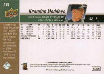 2010 Upper Deck #438 Brandon Medders Back