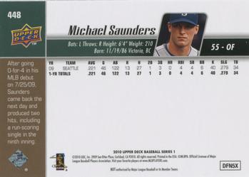 2010 Upper Deck #448 Michael Saunders Back