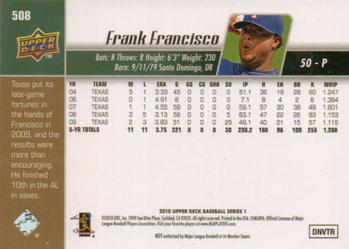 2010 Upper Deck #508 Frank Francisco Back