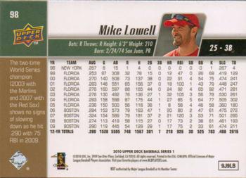 2010 Upper Deck #98 Mike Lowell Back