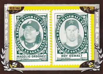2010 Topps Heritage - Framed Dual Stamps #NNO Magglio Ordonez / Roy Oswalt Front