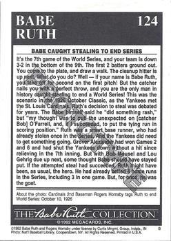 1992 Megacards Babe Ruth - Prototyes #124 Trivia 1926 Back