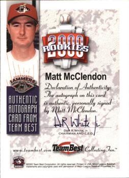 2000 Team Best Rookies - Autographs #NNO Matt McClendon Back