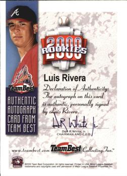 2000 Team Best Rookies - Autographs #NNO Luis Rivera Back