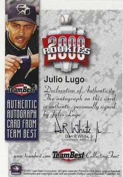 2000 Team Best Rookies - Autographs #NNO Julio Lugo Back