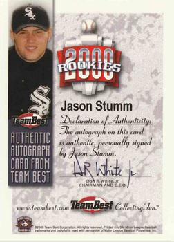 2000 Team Best Rookies - Autographs #NNO Jason Stumm Back