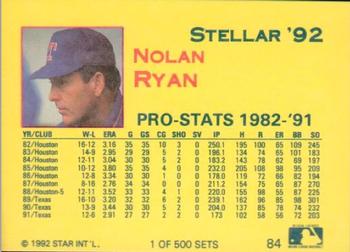 1992 Star Stellar #84 Nolan Ryan Back