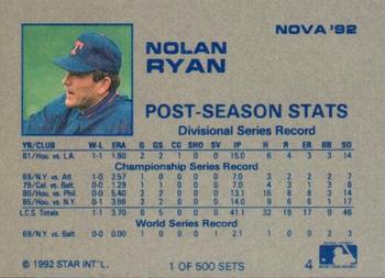 1992 Star Nova #4 Nolan Ryan Back