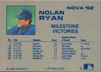 1992 Star Nova #5 Nolan Ryan Back
