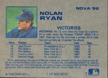 1992 Star Nova #7 Nolan Ryan Back