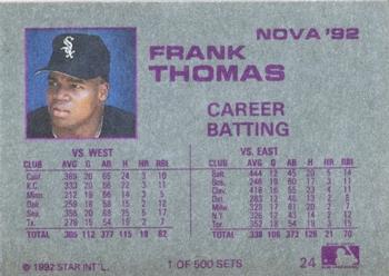 1992 Star Nova #24 Frank Thomas Back