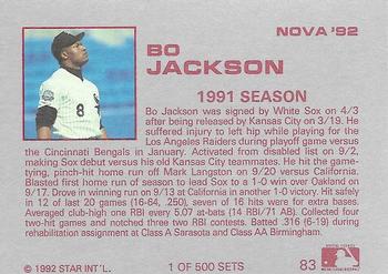 1992 Star Nova #83 Bo Jackson Back