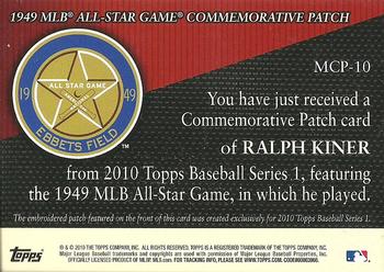 2010 Topps - Manufactured Commemorative Patch #MCP-10 Ralph Kiner Back