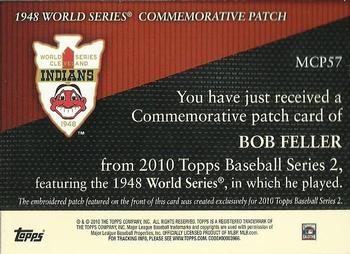2010 Topps - Manufactured Commemorative Patch #MCP57 Bob Feller Back