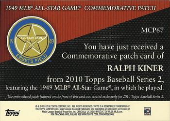 2010 Topps - Manufactured Commemorative Patch #MCP67 Ralph Kiner Back